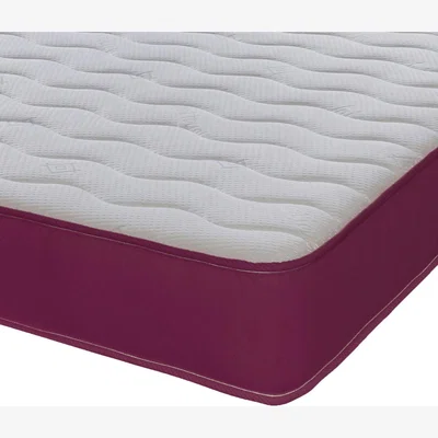 The Range Cooltouch Essentials Wave 18cm Purple Quilted Hybrid Spring Mattress - White quilted Cooltouch material, Purple border / Double