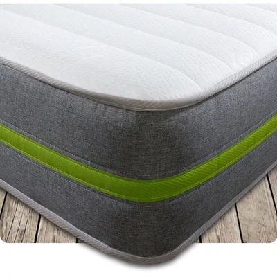 The Range Starlight Beds Hybrid 8" Deep Green border Memory foam and Spring Mattress - Green / Shorty