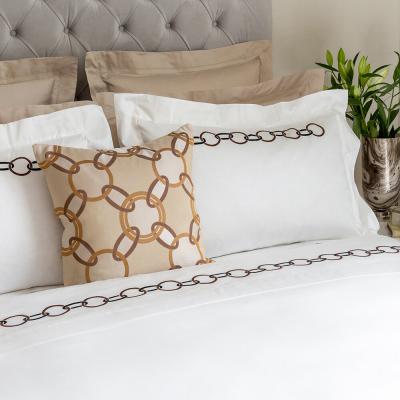 Amara Frette - Links Embroidery Flat Sheet Set - Chesnut/Black
