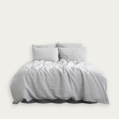Bombinate.com Thin Black Stripe Washed Linen Bed Set