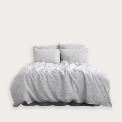 Bombinate.com Thin Black Stripe Washed Linen Bed Set
