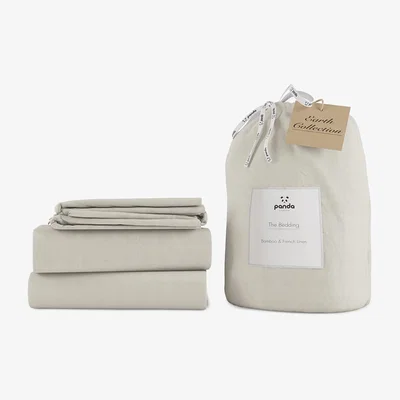 Cuckooland Panda London Coconut White Bamboo & Linen Bedding Set - Single
