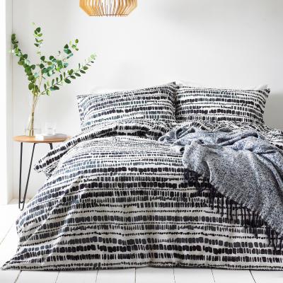 Dunelm The Linen Yard Brushstrokes Ink 100% Cotton Duvet Cover and Pillowcase Set Black and White