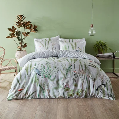 Dunelm Paoletti Aaliyah 100% Cotton Duvet Cover and Pillowcase Set Green