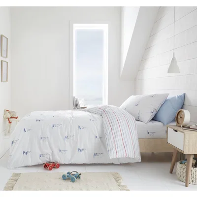 Dunelm Bianca Fine Linens Sailing Boats 100% Cotton Duvet Cover and Pillowcase Set Blue