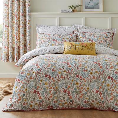 Dunelm Meadow Ditsy Floral Red 100% Cotton Reversible Duvet Cover and Pillowcase Set Red and White