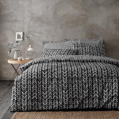 Dunelm Anthony Repeat Black 100% Cotton Duvet Cover and Pillowcase Set Black