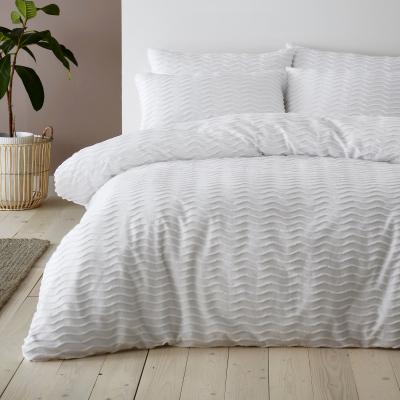 Dunelm Arlo White 100% Cotton Duvet Cover and Pillowcase Set White