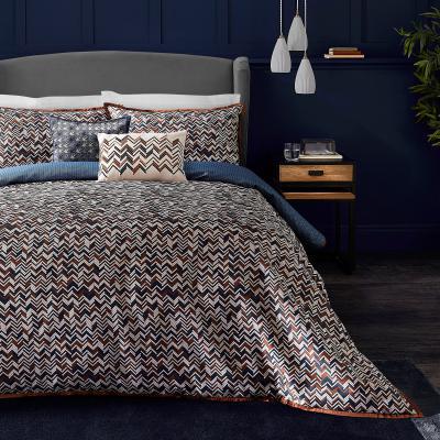 Dunelm Dorma Bodhi Navy 100% Cotton Reversible Duvet Cover and Pillowcase Set Navy (Blue)