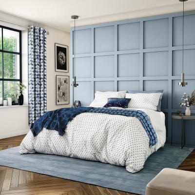 Dunelm Helena Springfield Moda Woven Dash Indigo 100% Cotton Duvet Cover and Pillowcase Set Blue and White