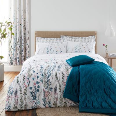 Dunelm Whimsical Botanical Green 100% Cotton Reversible Duvet Cover and Pillowcase Set Light Green