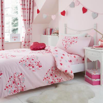 Dunelm Loveable Hearts Duvet Cover and Pillowcase Set Pink