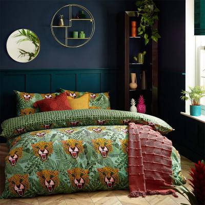 Dunelm Untamed Green Reversible Duvet Cover and Pillowcase Set Green