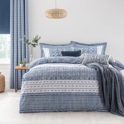 Dunelm Jax Blue Mosaic 100% Cotton Duvet Cover and Pillowcase Set Blue