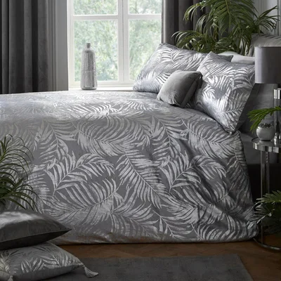 Dunelm ﻿Laurence Llewelyn-Bowen First Dates Silver Duvet Cover and Pillowcase Set Silver