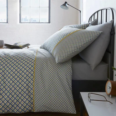 Dunelm Racing Green Soho Grey Duvet Cover and Pillowcase Set Grey
