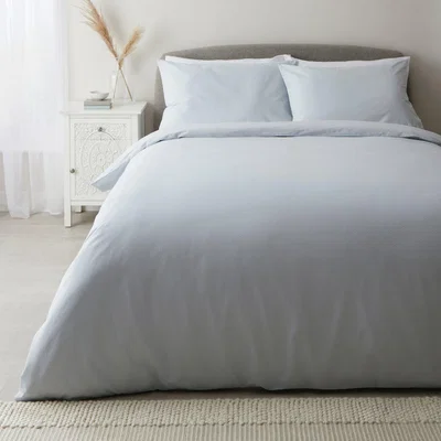 Dunelm Atlas Blue 100% Cotton Duvet Cover and Pillowcase Set Light Blue