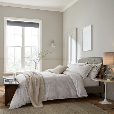 Dunelm Murmur Thea Linen 100% Cotton Duvet Cover and Pillowcase Set Beige and White