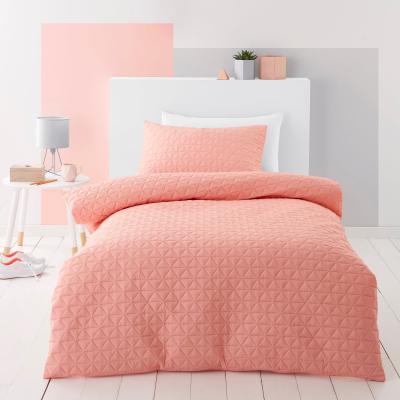 Dunelm Coral Geo Pinsonic Quilted Duvet Cover and Pillowcase Set Coral