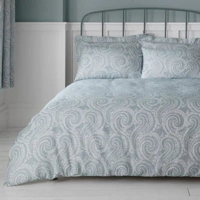Dunelm Abigail Blue Textured Cover and Pillowcase Set Blue and White