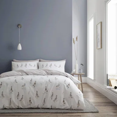 Dunelm Bianca Fine Linens Dapper Ducks 100% Cotton Duvet Cover and Pillowcase Set Natural