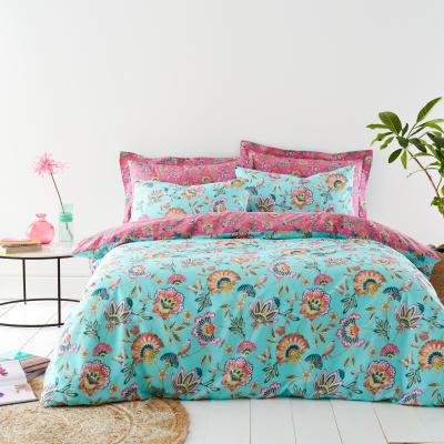 Dunelm Lana Floral Aqua Duvet Cover and Pillowcase Set Aqua (Blue)