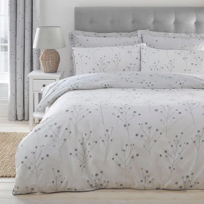 Dunelm Padstow Grey Reversible Duvet Cover and Pillowcase Set Grey/White