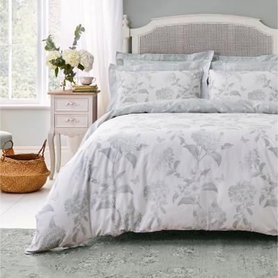 Dunelm Holly Willoughby Rene Eucalyptus Light Green 100% Cotton Duvet Cover and Pillowcase Set White and Blue