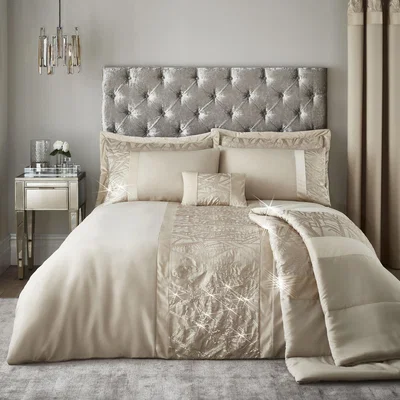 Dunelm Catherine Lansfield Velvet Sparkle Champagne Duvet Cover and Pillowcase Set Champagne