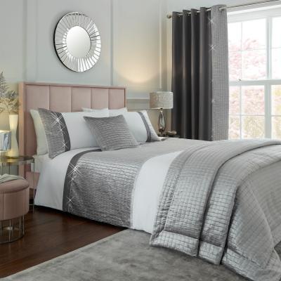 Dunelm Catherine Lansfield Shimmer Crushed Velvet Pinsonic Duvet Cover Set Silver