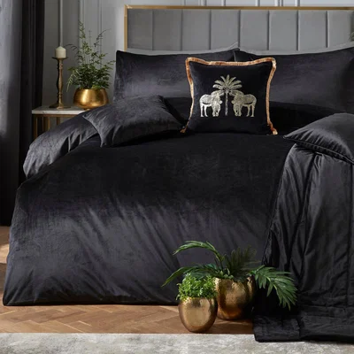 Dunelm ﻿Laurence Llewelyn-Bowen Montrose Black Duvet Cover and Pillowcase Set Black