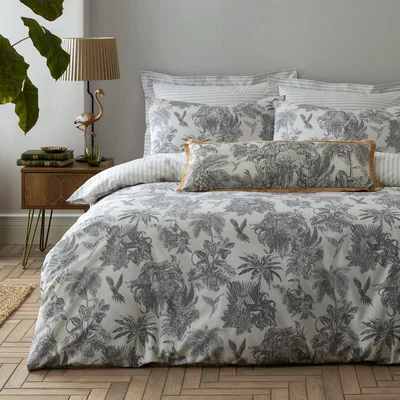 Dunelm Amazonia Toile Reversible Duvet Cover and Pillowcase Set Natural