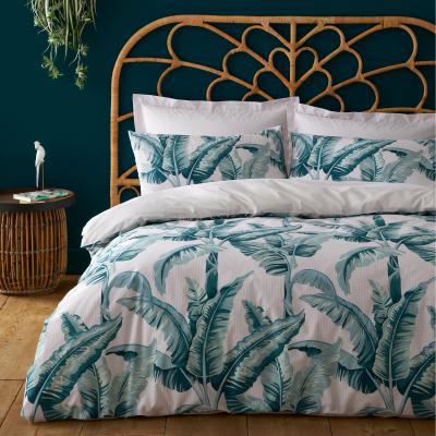Dunelm Banana Leaf Pink and Green Reversible Duvet Cover and Pillowcase Set MultiColoured