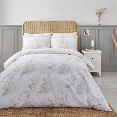 Dunelm Dorma Coleton Natural Floral 100% Cotton Reversible Duvet Cover and Pillowcase Set Natural (Cream)