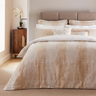 Dunelm Dorma Purity Corinthia Duvet Cover and Pillowcase Set Gold