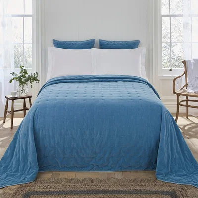 Dunelm Dorma Adeena Blue Bedspread Blue