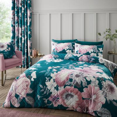 Dunelm Catherine Lansfield Shrewsbury Velvet Pinsonic Teal Duvet Cover and Pillowcase Set Teal (Blue)