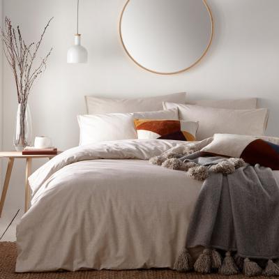 Dunelm The Linen Yard Claybourne Natural 100% Cotton Duvet Cover and Pillowcase Set Cream