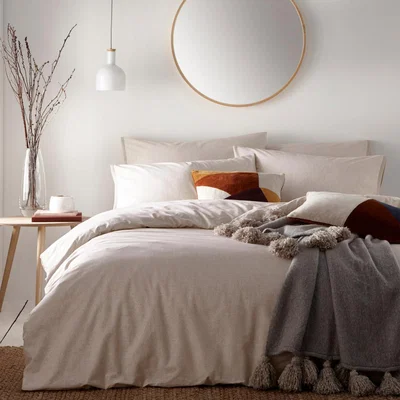 Dunelm The Linen Yard Claybourne Natural 100% Cotton Duvet Cover and Pillowcase Set Cream