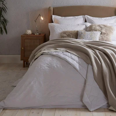 Dunelm Dorma Purity Kempley Jacquard White Duvet Cover and Pillowcase Set White