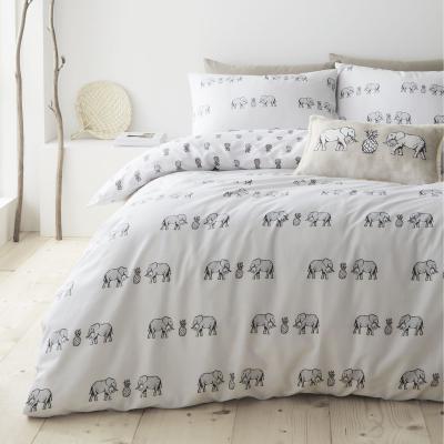 Dunelm Pineapple Elephant Tembo 100% Cotton Reversible Duvet Cover and Pillowcase Set MultiColoured