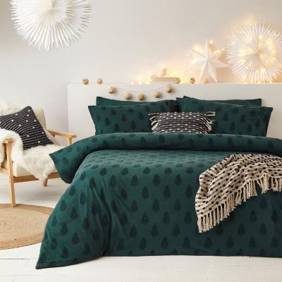 Dunelm Furn. Tufted Tree Green Duvet Cover and Pillowcase Set Alpine (Green)