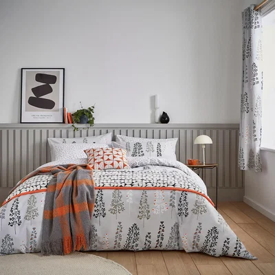 Dunelm Helena Springfield Dahl Reversible Duvet Cover and Pillowcase Set Black and white