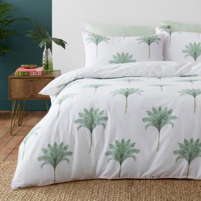 Dunelm Palma Green Reversible Duvet Cover and Pillowcase Set Light Green