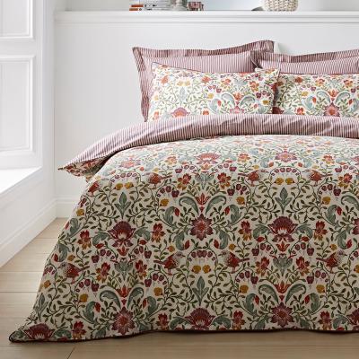 Dunelm Ruskin Red 100% Cotton Reversible Duvet Cover and Pillowcase Set Bright Red