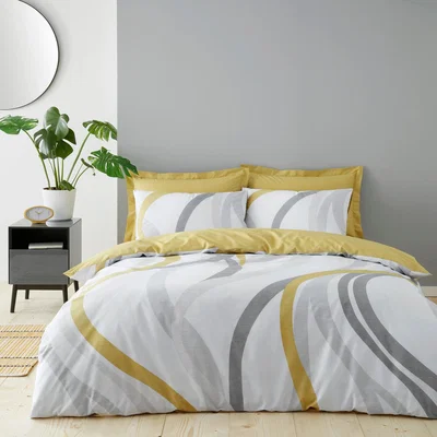 Dunelm Mirage Ochre Reversible Duvet Cover and Pillowcase Set Ochre (Yellow)