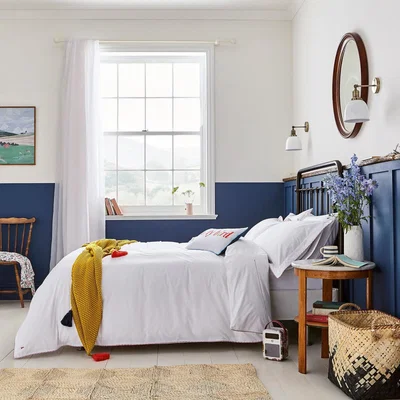 Dunelm Joules Brightside Striped 100% Cotton Duvet Cover White, Blue and Yellow
