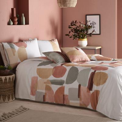 Dunelm Appletree Duval Geo 100% Cotton Reversible Duvet Cover and Pillowcase Set Pink