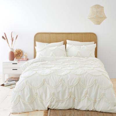 Dunelm Scallop Ruffle Duvet Cover and Pillowcase Set Ivory