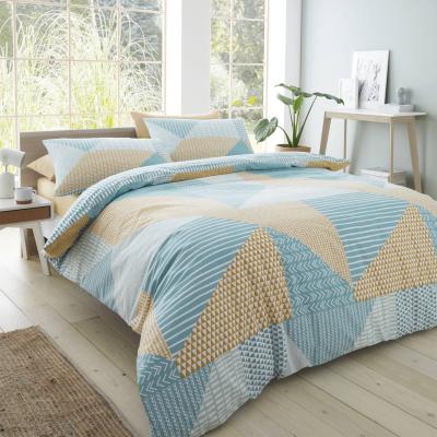 Dunelm Catherine Lansfield Larsson Geo Ochre and Teal Duvet Cover and Pillowcase Set MultiColoured